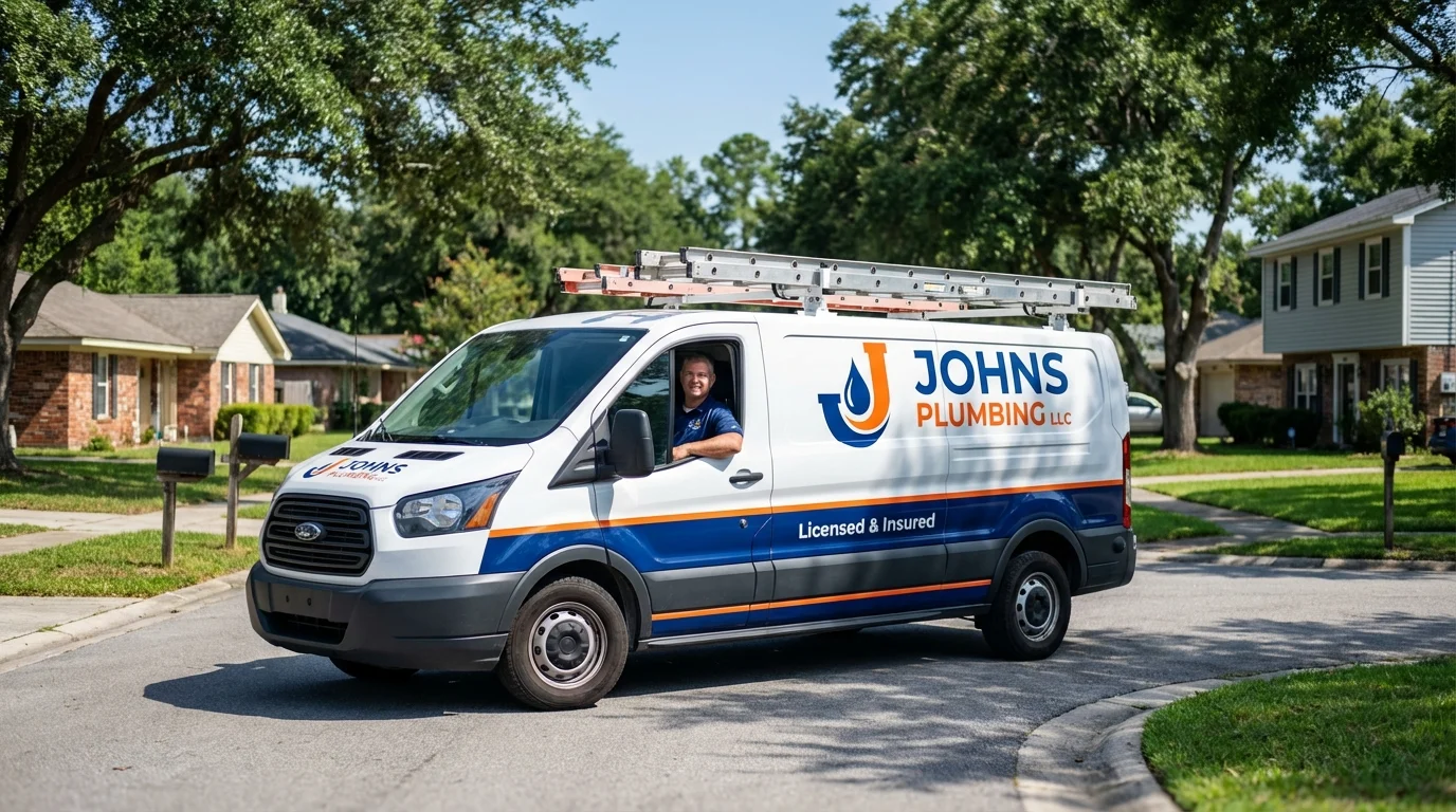 Johns Plumbing LLC service van in Carrollton, TX